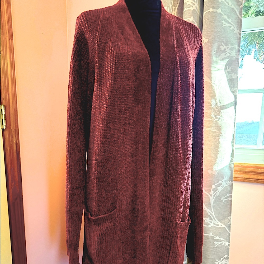 XXL Ladies Velour-like Sweater Cardigan